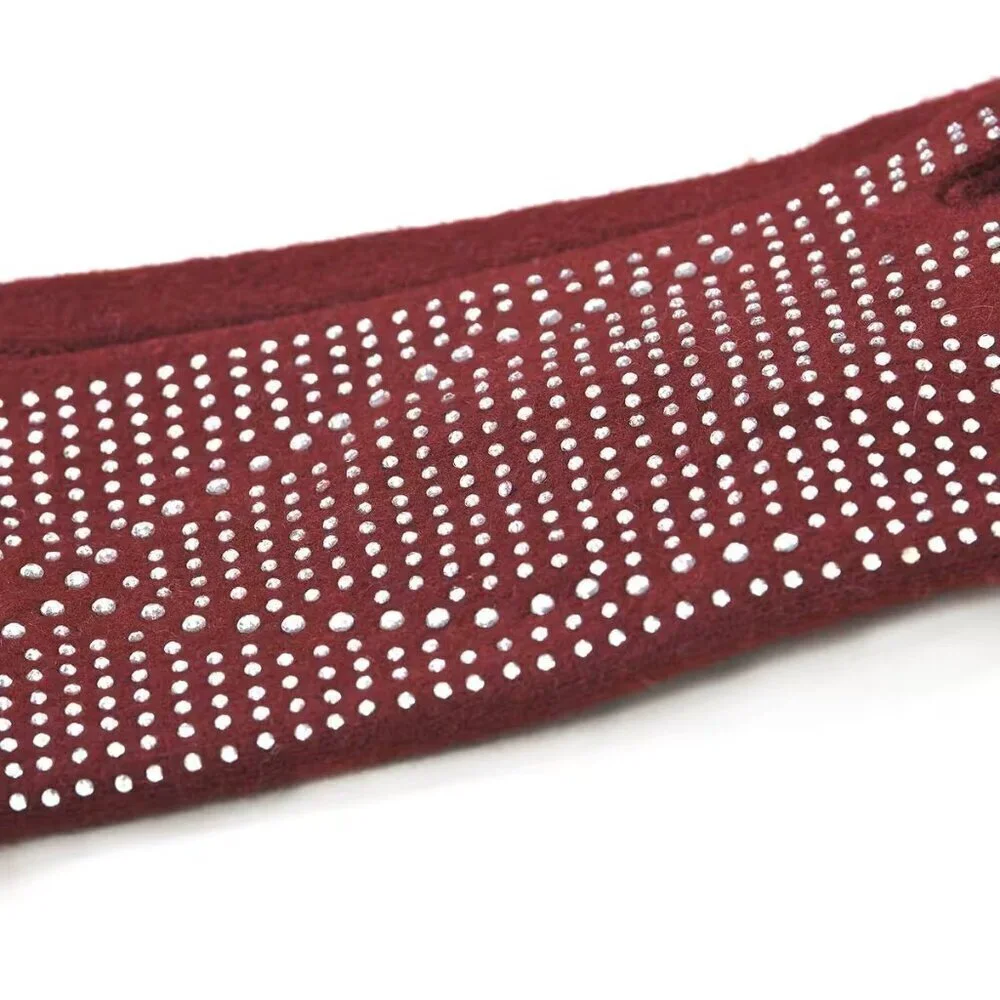 Wine Red 70% Wool and 30% Polyester Gloves with Touch Screen Function